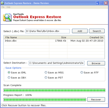 DBX File Recovery 3.3